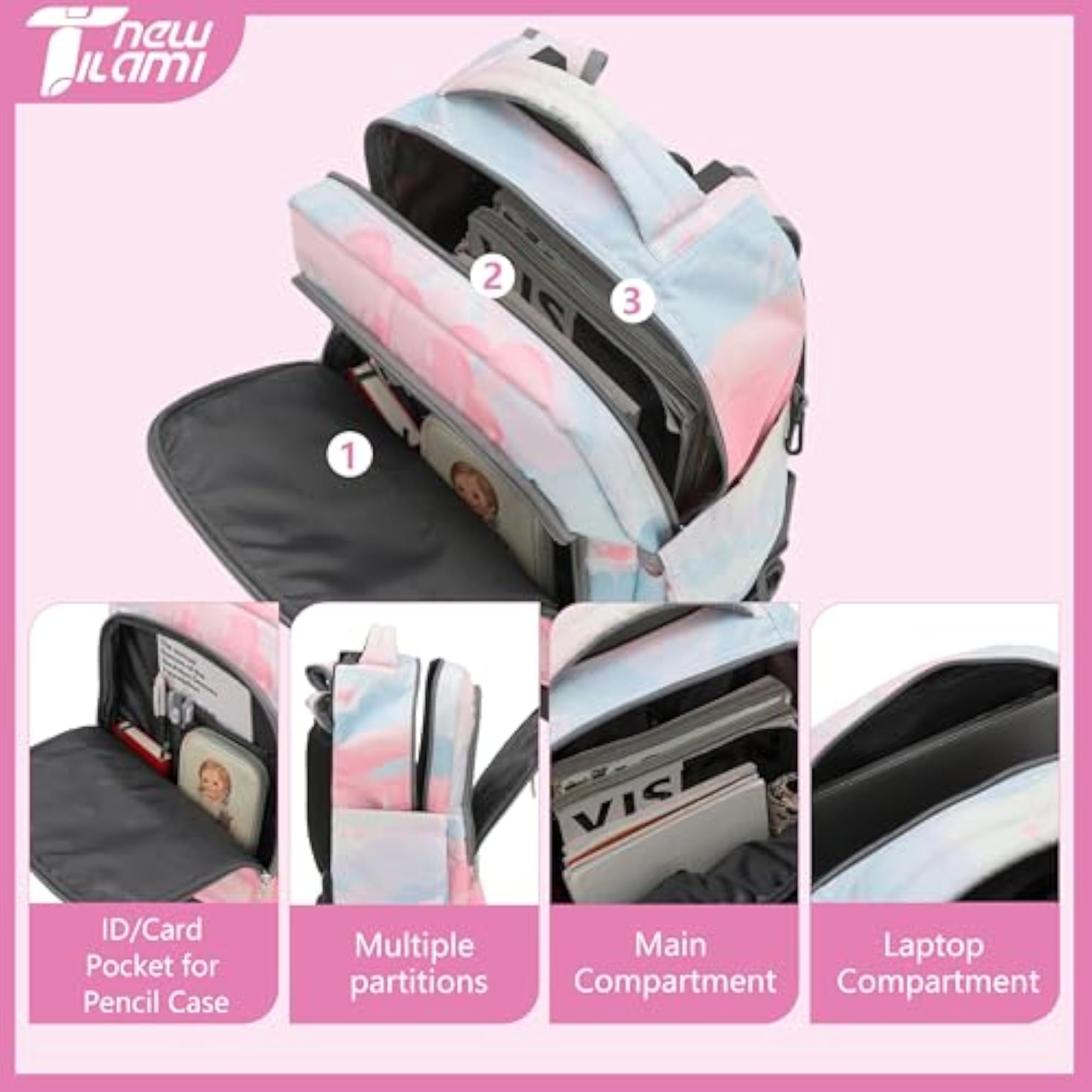 18-Inch Rolling Backpack 6-Wheel for Kids School Travel